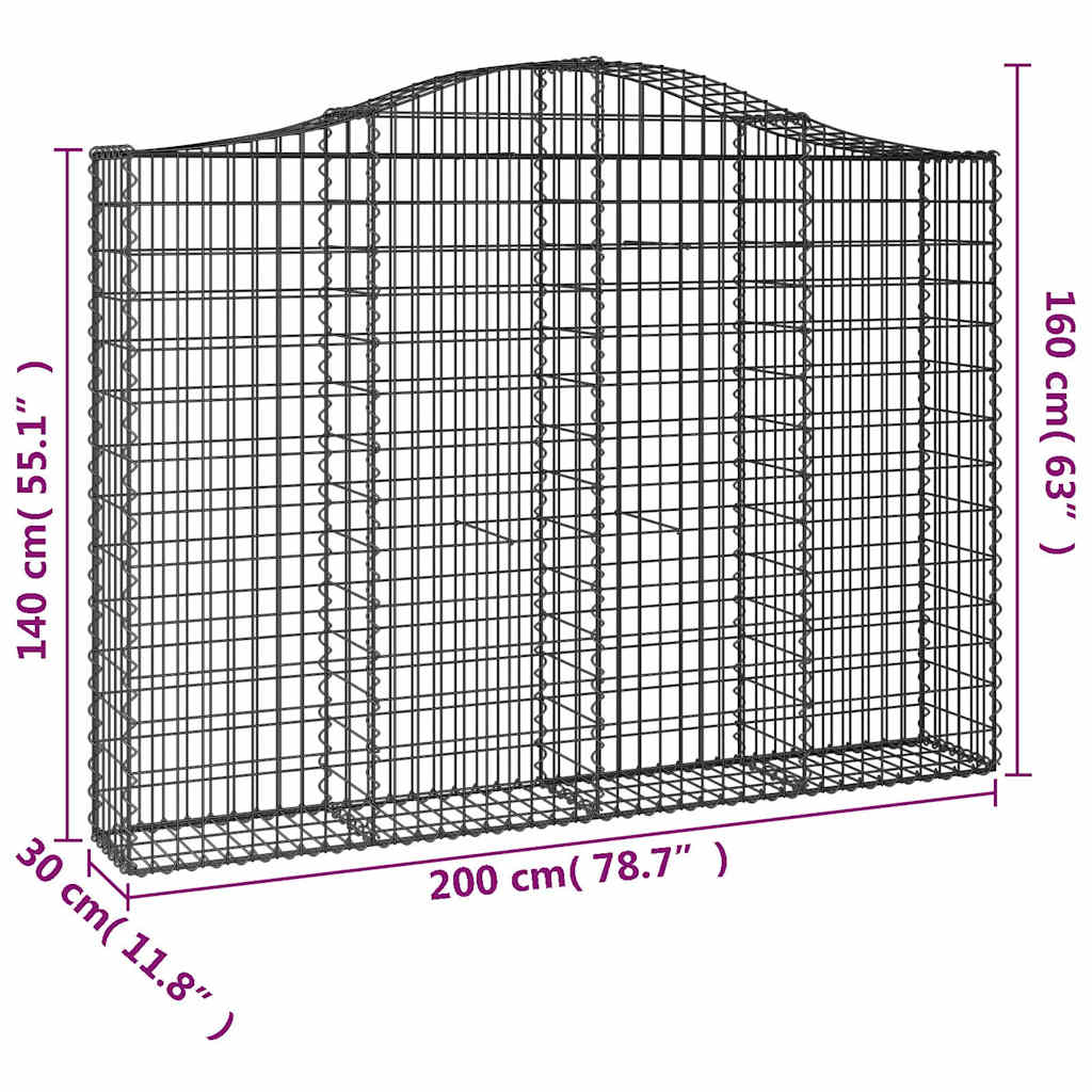 Coșuri gabion arcuite 9 buc, 200x30x140/160cm, fier galvanizat GartenMobel Dekor