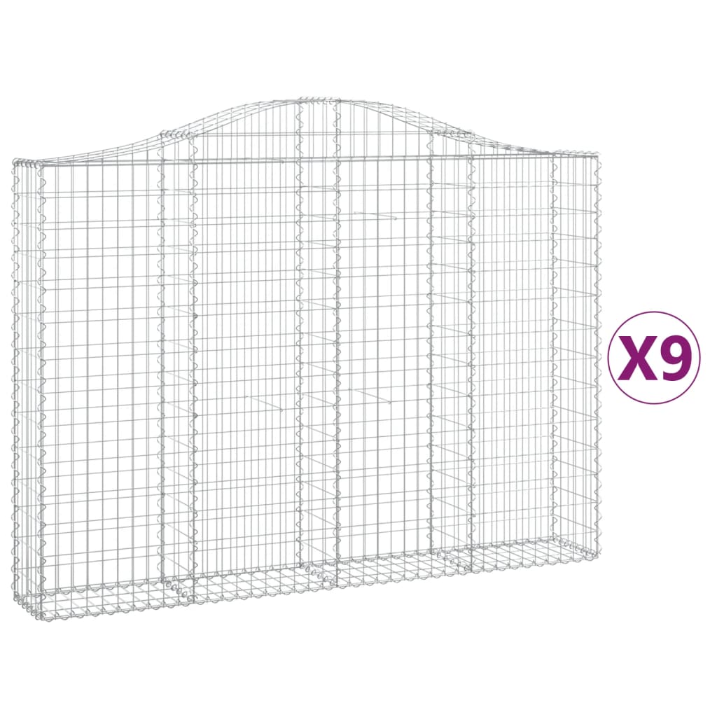 Coșuri gabion arcuite 9 buc, 200x30x140/160cm, fier galvanizat GartenMobel Dekor