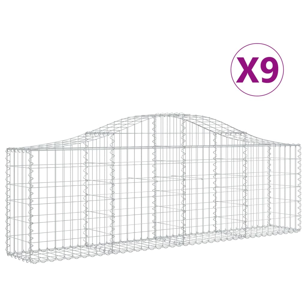Coșuri gabion arcuite 9 buc, 200x30x60/80 cm, fier galvanizat GartenMobel Dekor