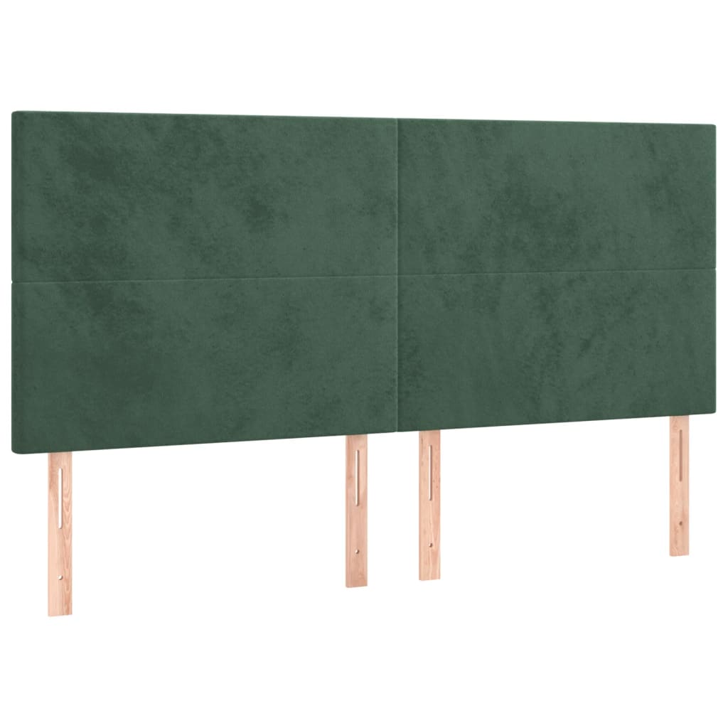 Tăblii de pat, 4 buc, verde închis, 80x5x78/88 cm, catifea GartenMobel Dekor