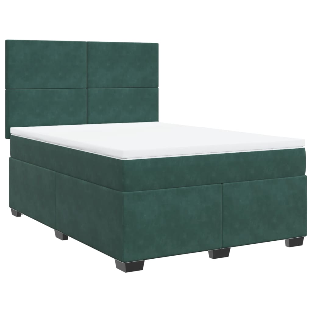 Pat box spring cu saltea, verde închis, 160x200 cm, catifea GartenMobel Dekor