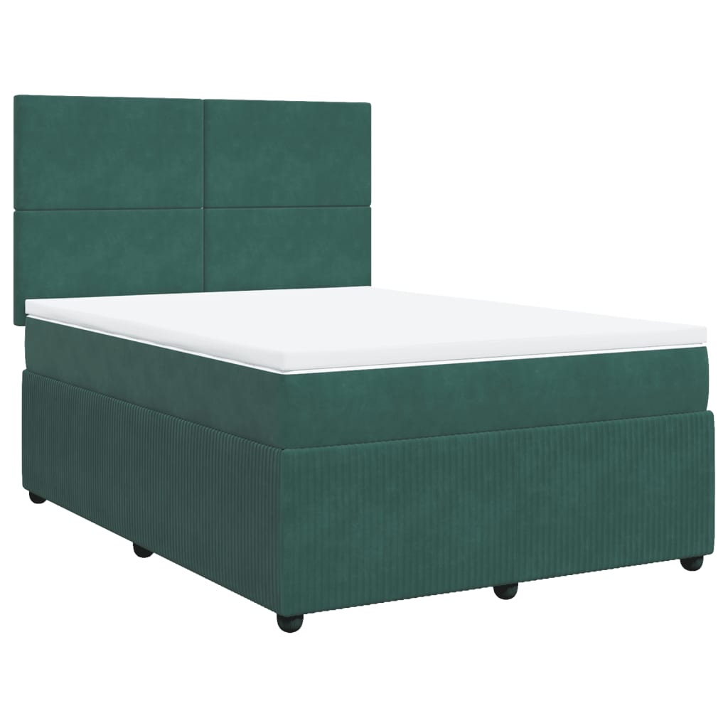 Pat box spring cu saltea, verde închis, 160x200 cm, catifea GartenMobel Dekor