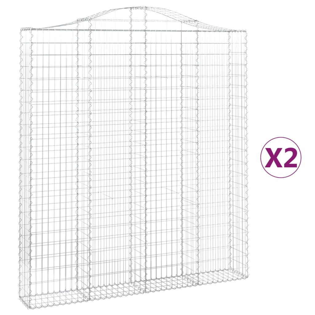 Coșuri gabion arcuite, 2 buc 200x30x220/240cm, fier galvanizat GartenMobel Dekor