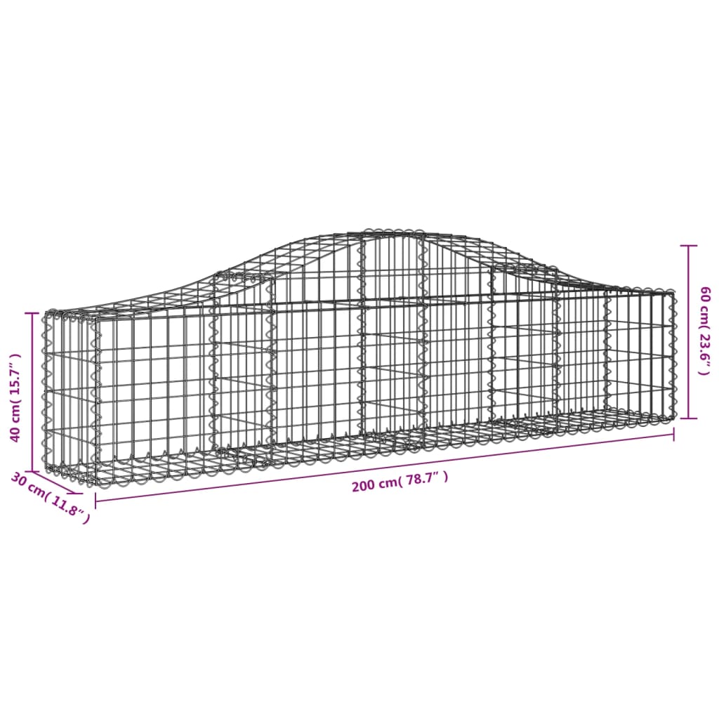 Coșuri gabion arcuite 13 buc, 200x30x40/60 cm, fier galvanizat GartenMobel Dekor