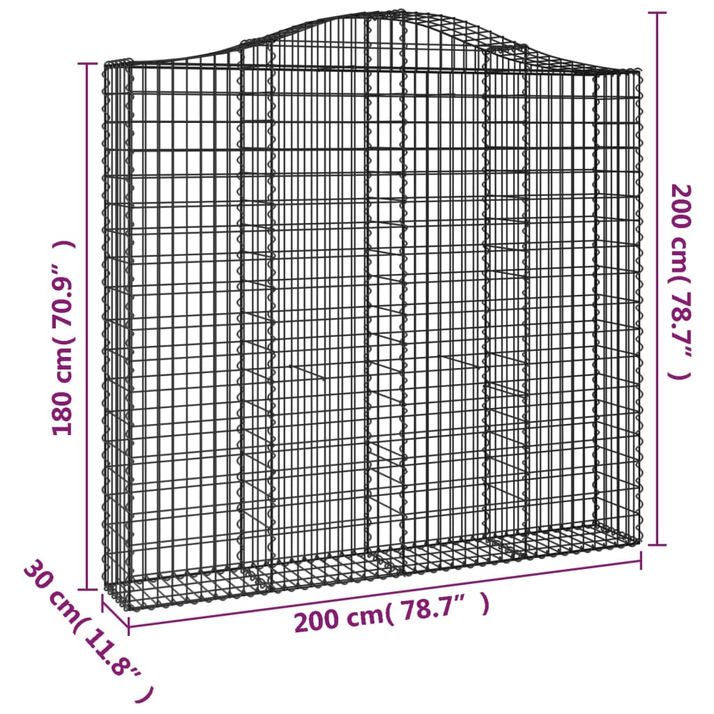 Coșuri gabion arcuite 14 buc, 200x30x180/200cm, fier galvanizat GartenMobel Dekor