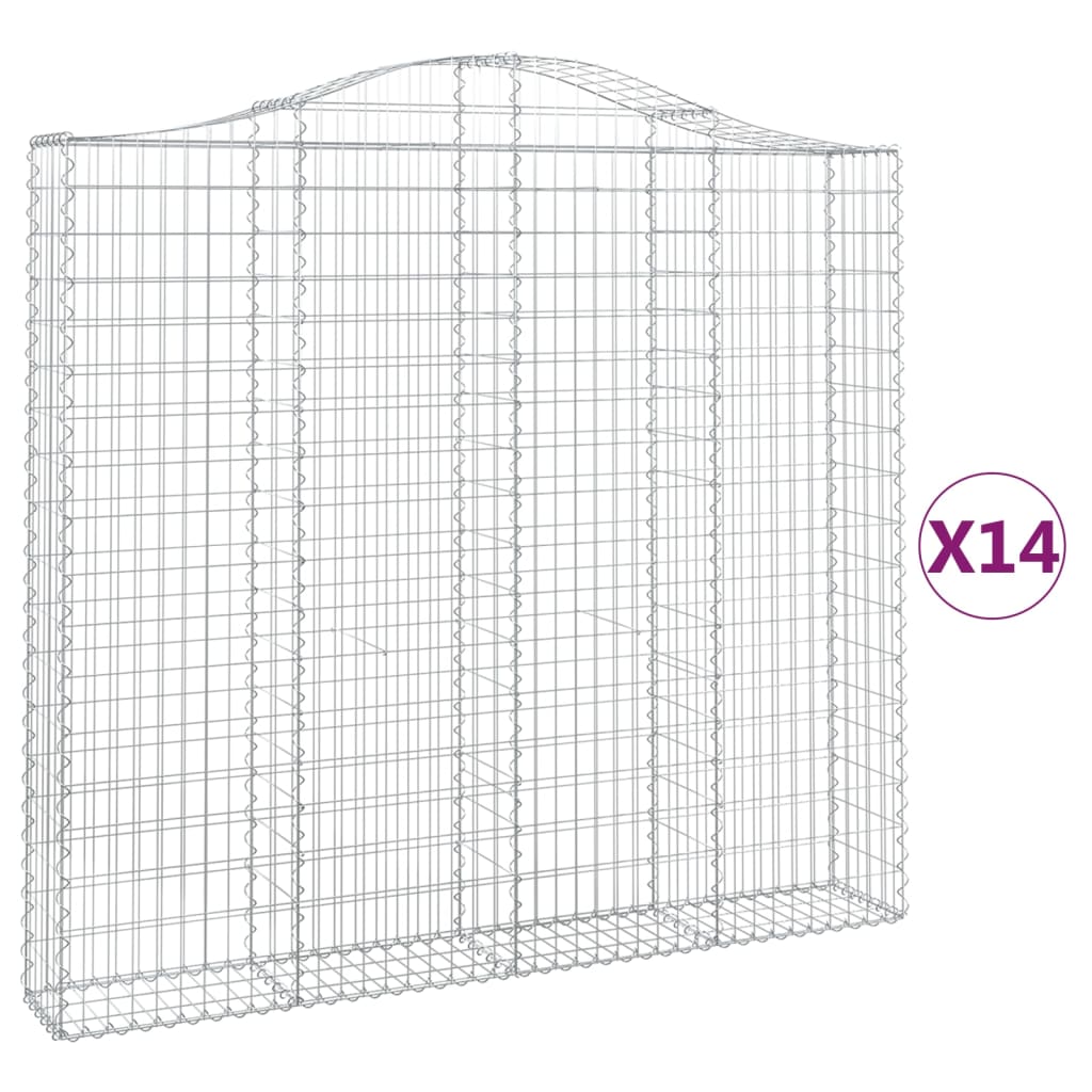 Coșuri gabion arcuite 14 buc, 200x30x180/200cm, fier galvanizat GartenMobel Dekor
