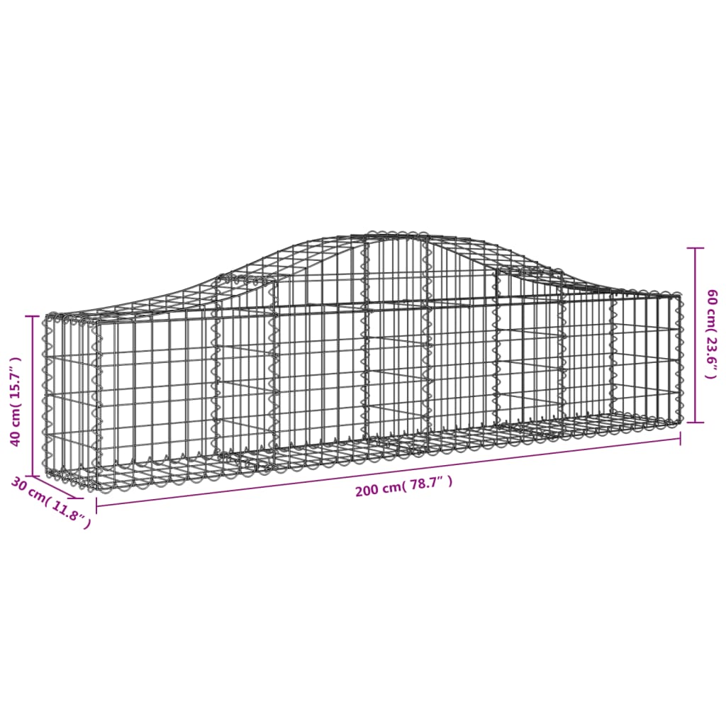 Coșuri gabion arcuite 14 buc, 200x30x40/60 cm, fier galvanizat GartenMobel Dekor