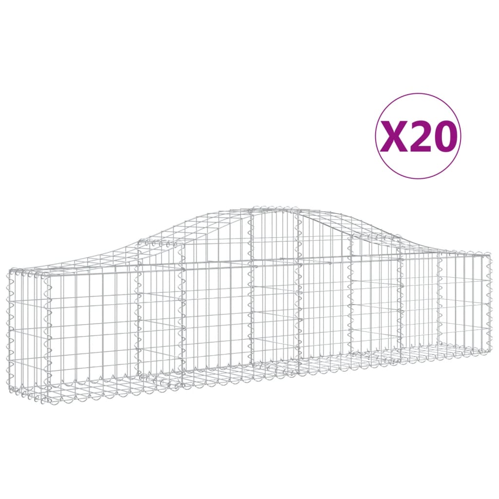 Coșuri gabion arcuite 20 buc, 200x30x40/60 cm, fier galvanizat GartenMobel Dekor