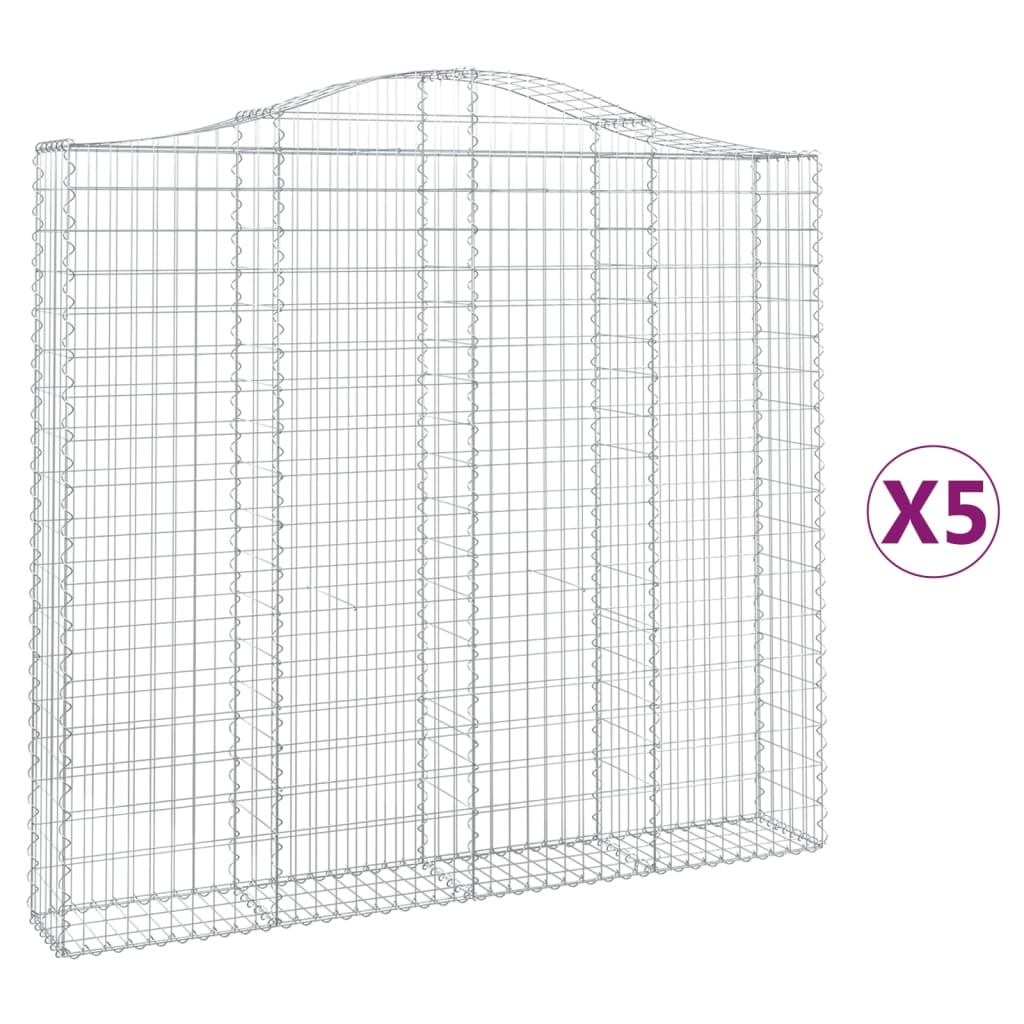 Coșuri gabion arcuite 5 buc, 200x30x180/200cm, fier galvanizat GartenMobel Dekor