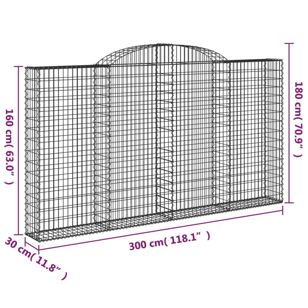 Coșuri gabion arcuite 5 buc. 300x30x160/180 cm fier galvanizat GartenMobel Dekor