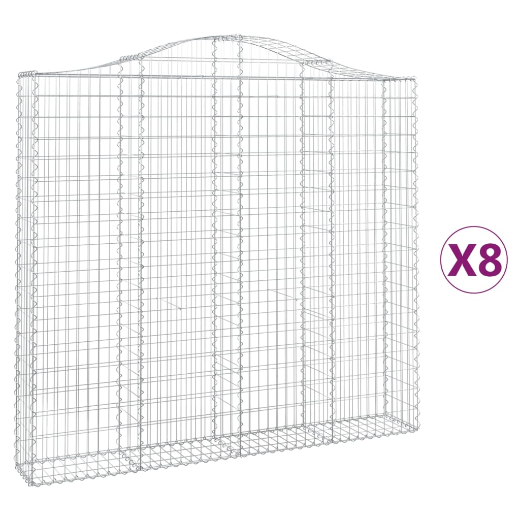 Coșuri gabion arcuite 8 buc, 200x30x180/200cm, fier galvanizat GartenMobel Dekor