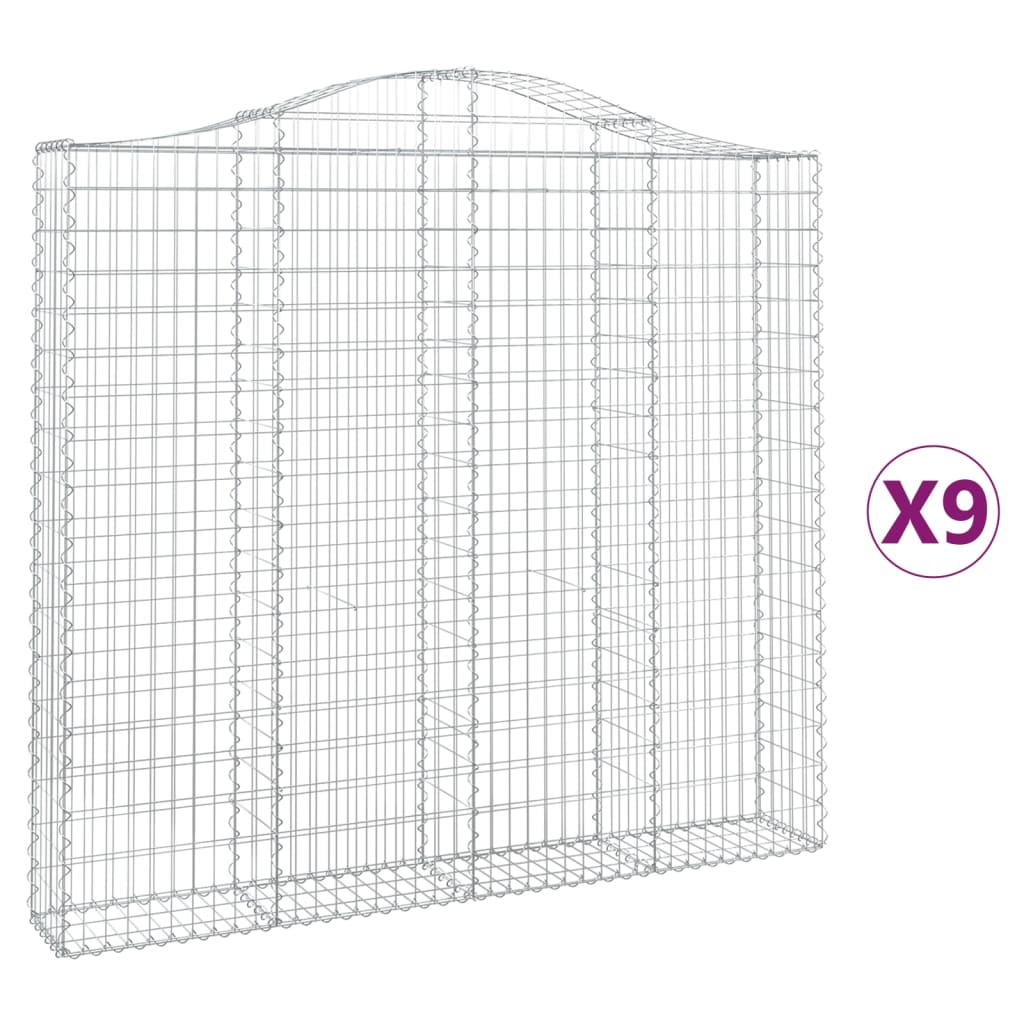 Coșuri gabion arcuite 9 buc, 200x30x180/200cm, fier galvanizat GartenMobel Dekor