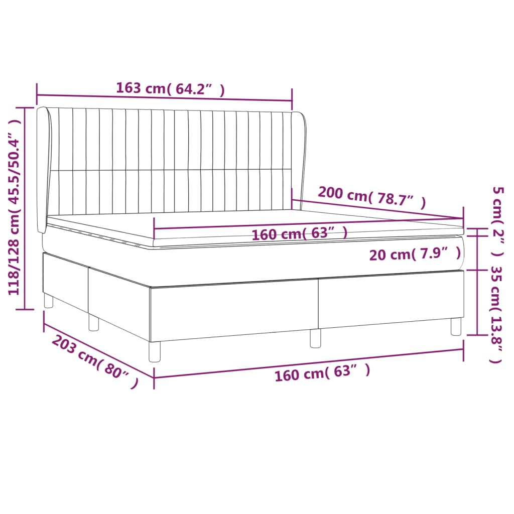 Pat box spring cu saltea, negru, 160x200 cm, catifea GartenMobel Dekor