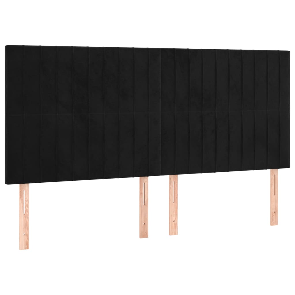 Pat box spring cu saltea, negru, 160x200 cm, catifea GartenMobel Dekor