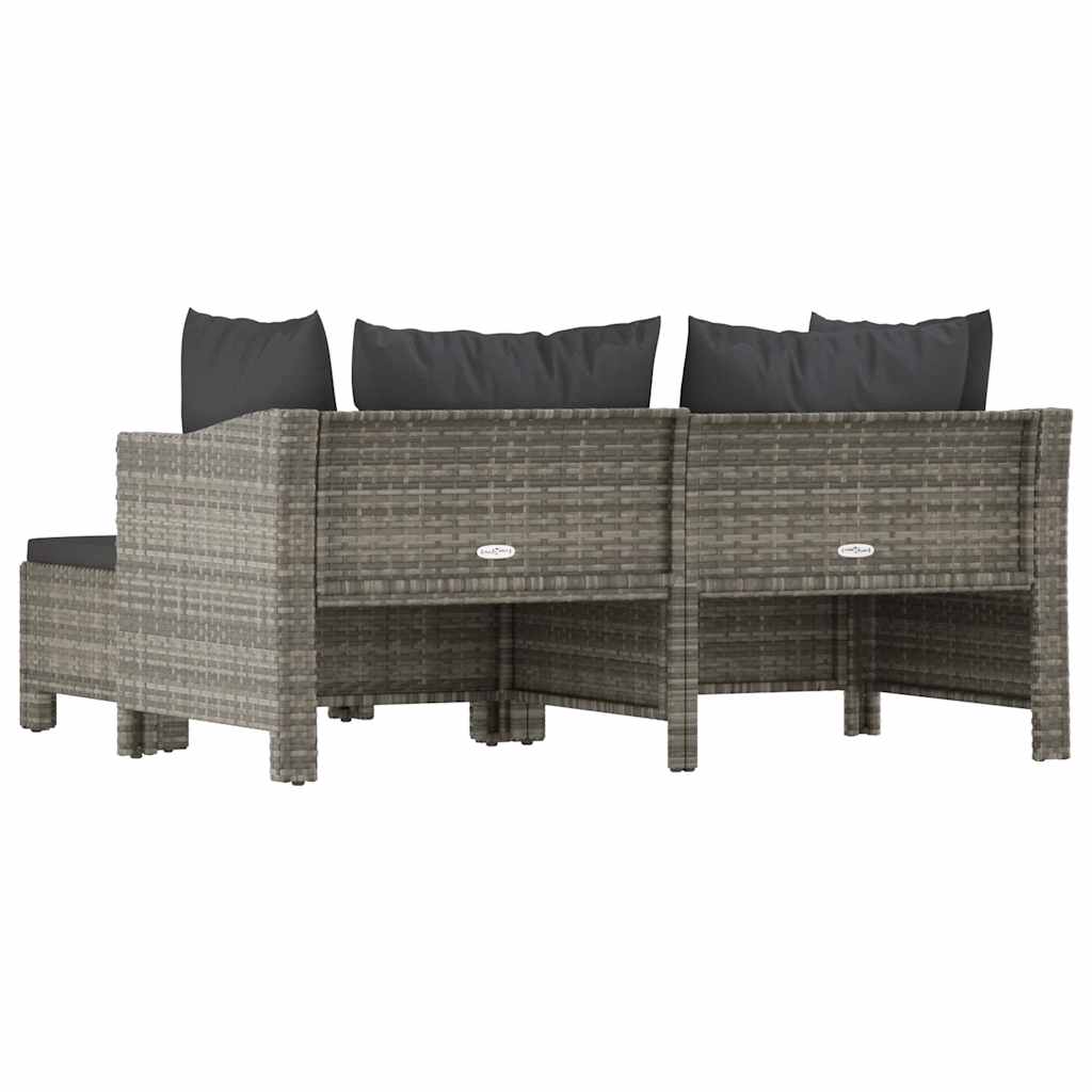 Set mobilier de grădină cu perne, 3 piese, gri, poliratan GartenMobel Dekor