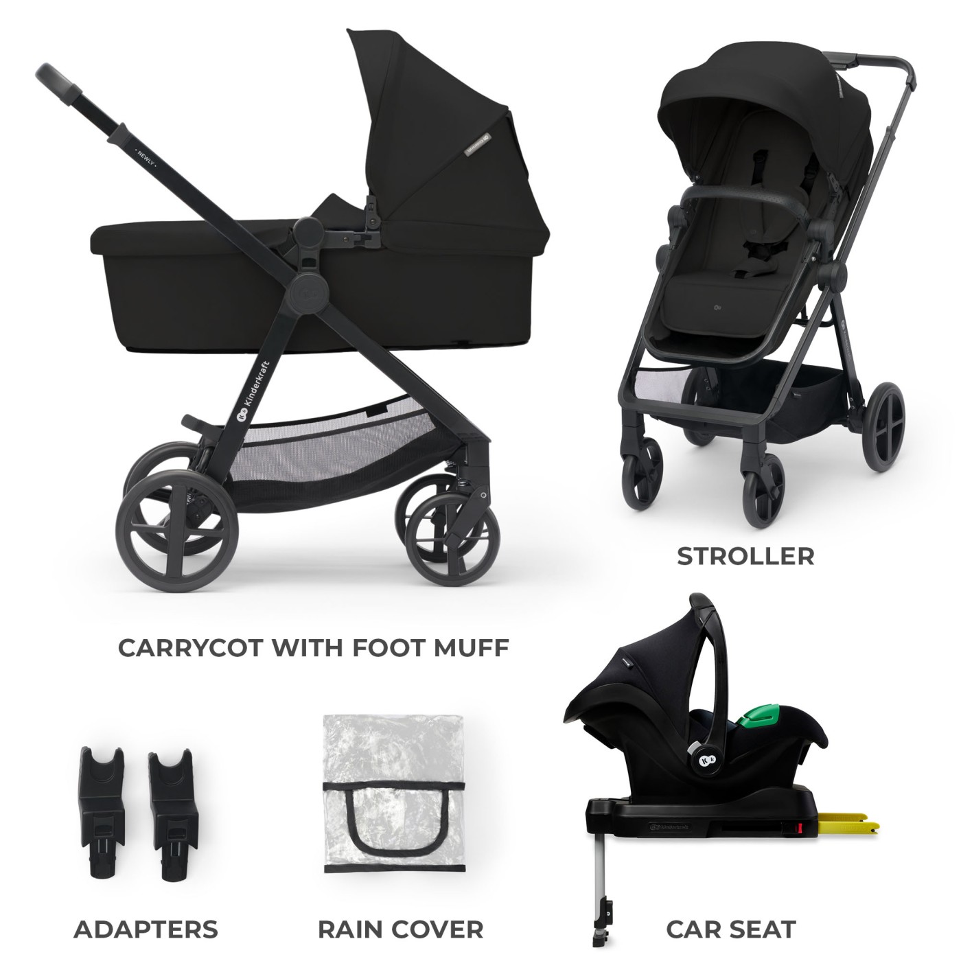 CARUCIOR KINDERKRAFT NEWLY, 4 IN 1, CLASSIC BLACK SuperHeroes ToysZone