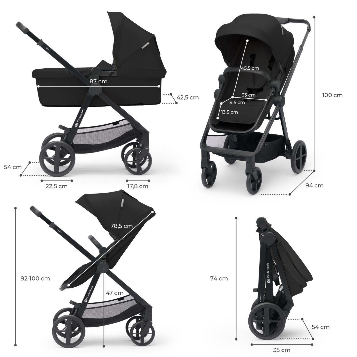 CARUCIOR KINDERKRAFT NEWLY, 4 IN 1, CLASSIC BLACK SuperHeroes ToysZone