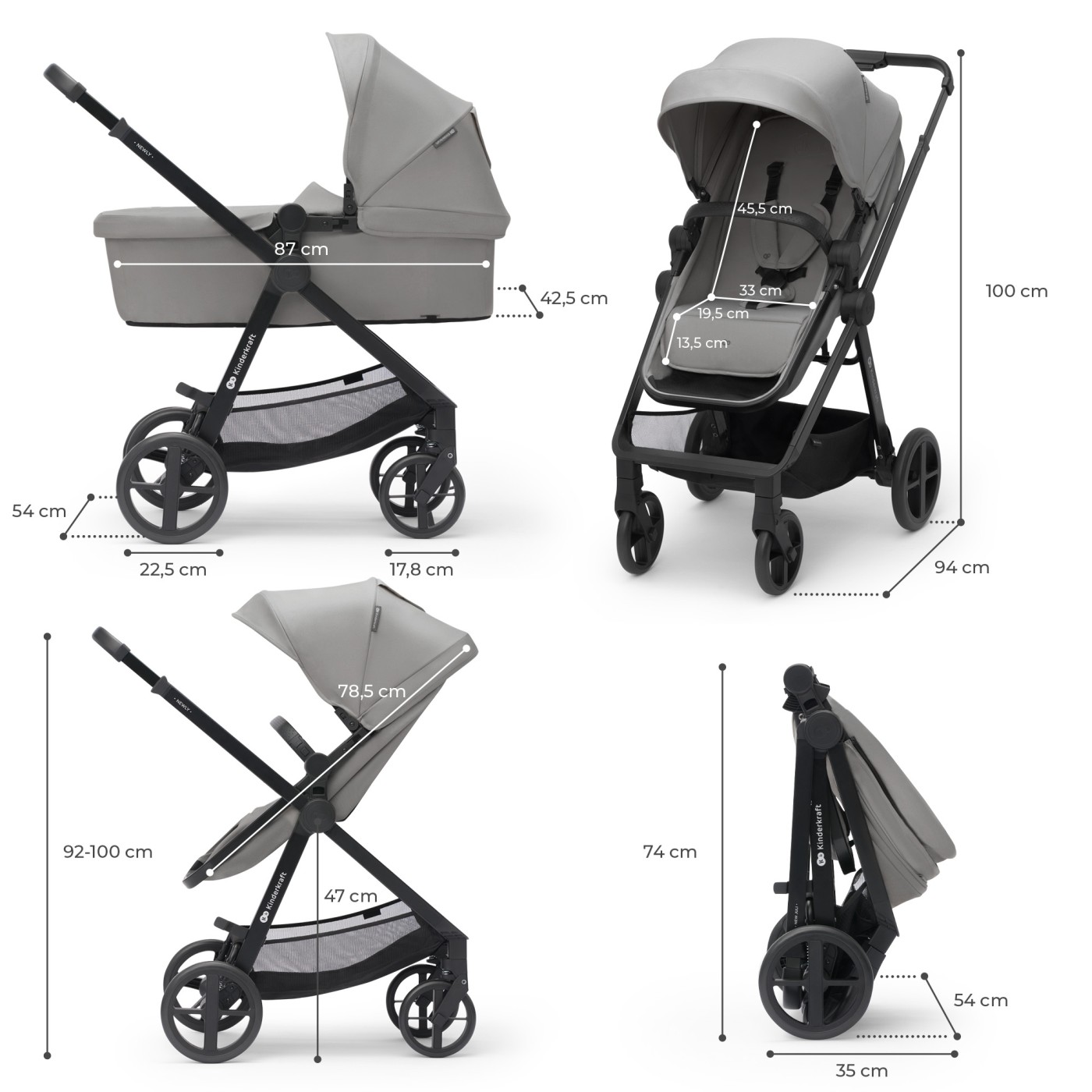 CARUCIOR KINDERKRAFT NEWLY, 4 IN 1, MOONLIGHT GREY SuperHeroes ToysZone