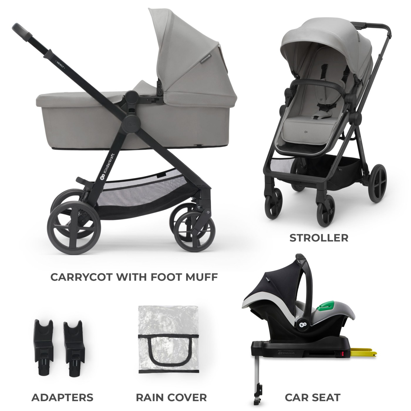 CARUCIOR KINDERKRAFT NEWLY, 4 IN 1, MOONLIGHT GREY SuperHeroes ToysZone