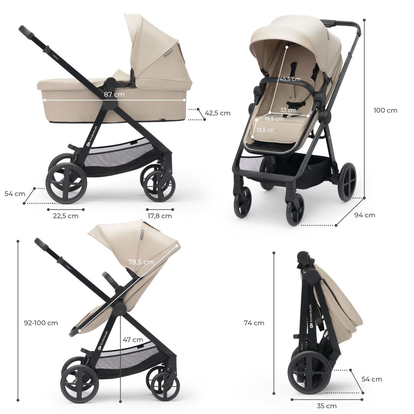 CARUCIOR KINDERKRAFT NEWLY, 4 IN 1, SAND BEIGE SuperHeroes ToysZone