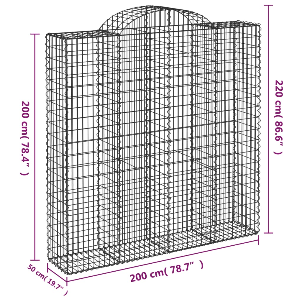 Coșuri gabion arcuite, 13 buc 200x50x200/220cm, fier galvanizat GartenMobel Dekor