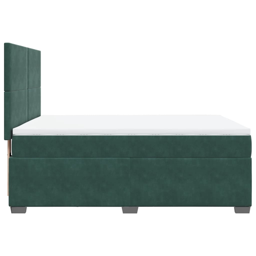 Pat box spring cu saltea, verde închis, 160x200 cm, catifea GartenMobel Dekor