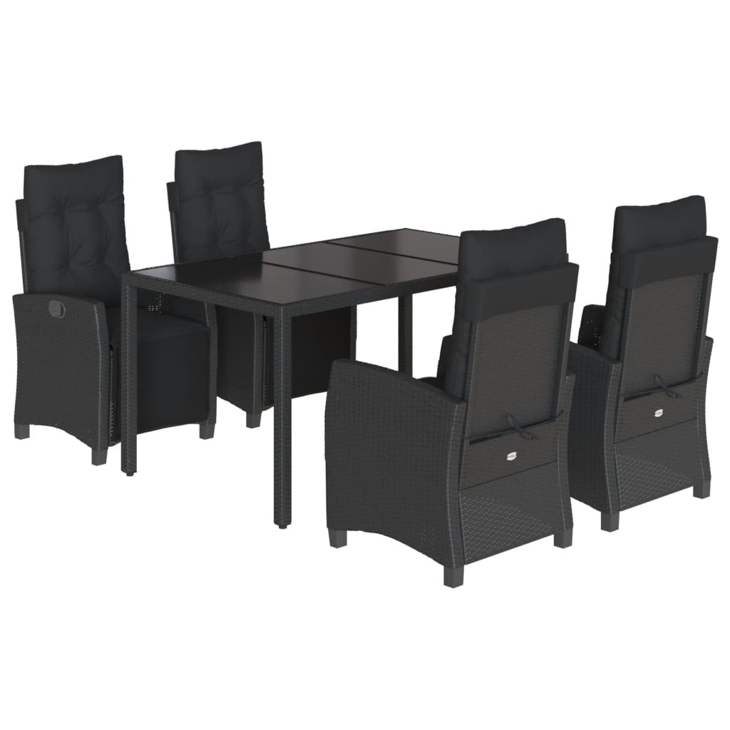 Set mobilier de grădină cu perne, 5 piese, negru, poliratan GartenMobel Dekor