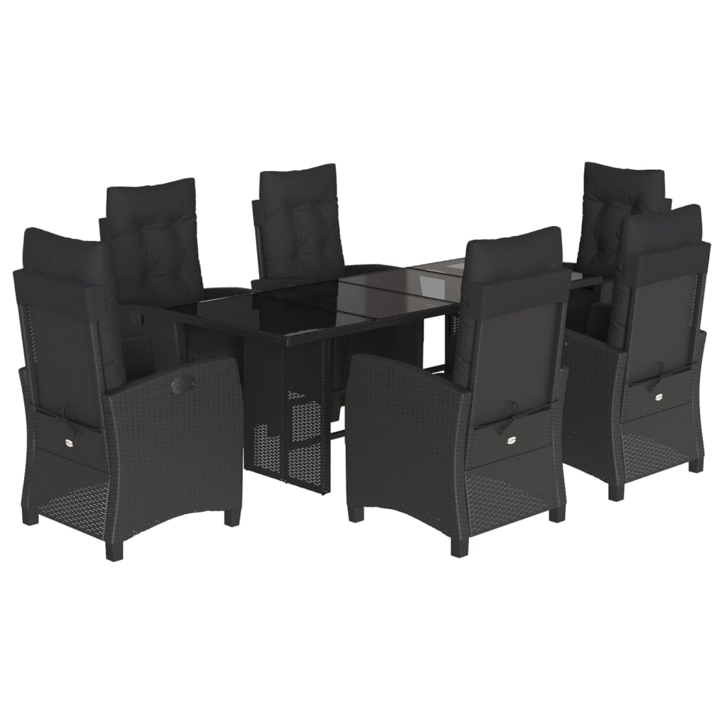 Set mobilier de grădină cu perne, 7 piese, negru, poliratan GartenMobel Dekor