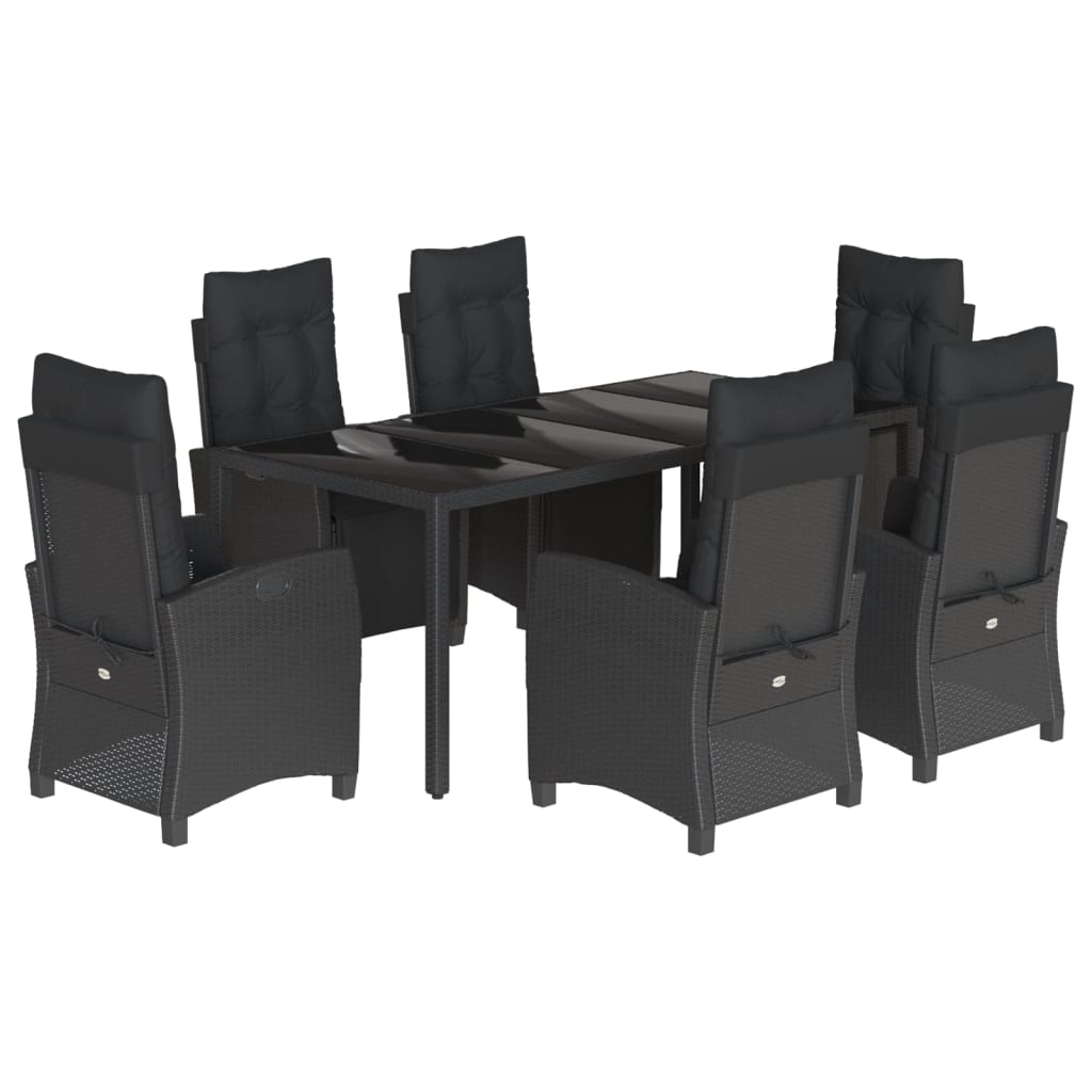 Set mobilier de grădină cu perne, 7 piese, negru, poliratan GartenMobel Dekor