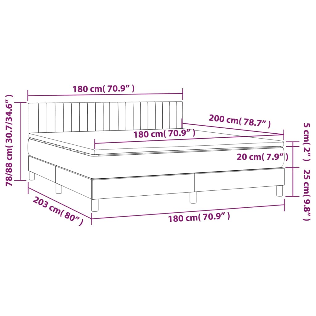 Pat box spring cu saltea, verde închis, 180x200 cm, catifea GartenMobel Dekor