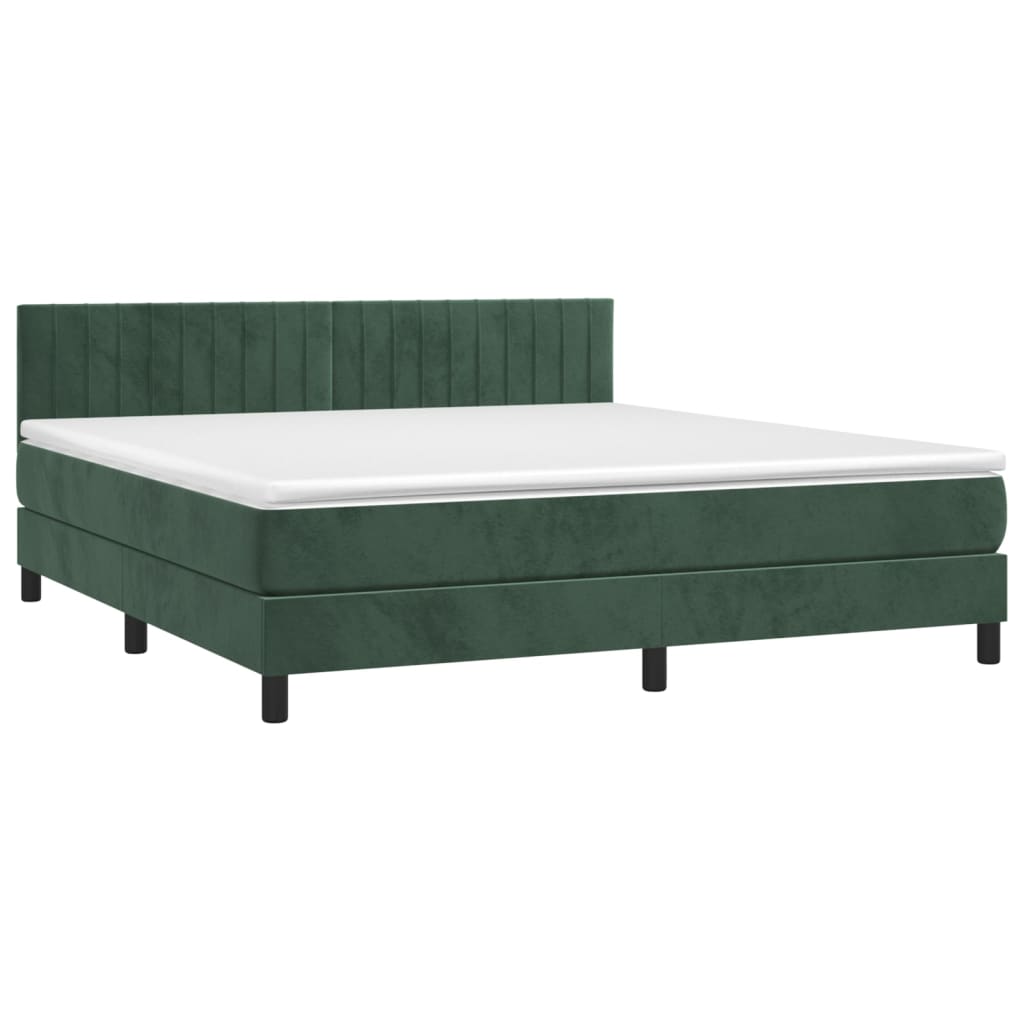 Pat box spring cu saltea, verde închis, 180x200 cm, catifea GartenMobel Dekor