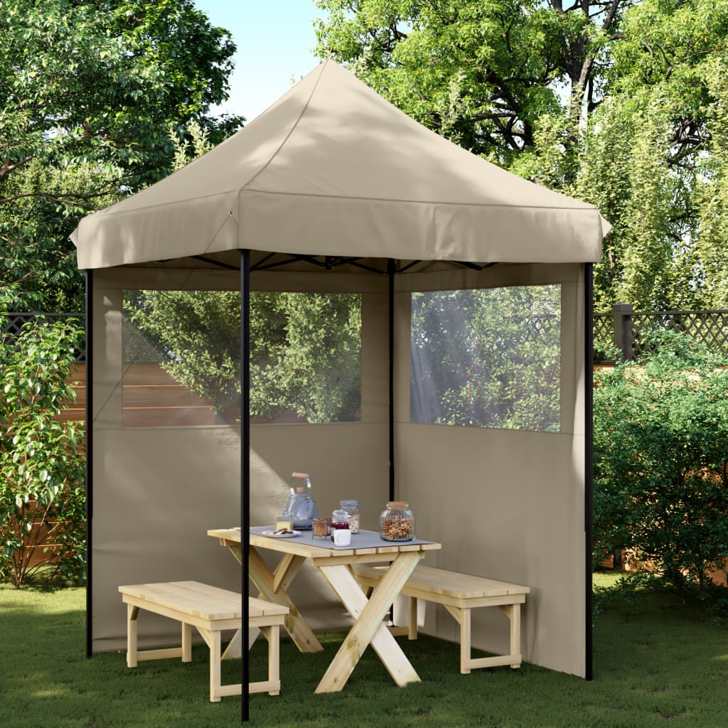 Cort pliabil pentru petreceri cu 2 pereți laterali, gri taupe GartenMobel Dekor