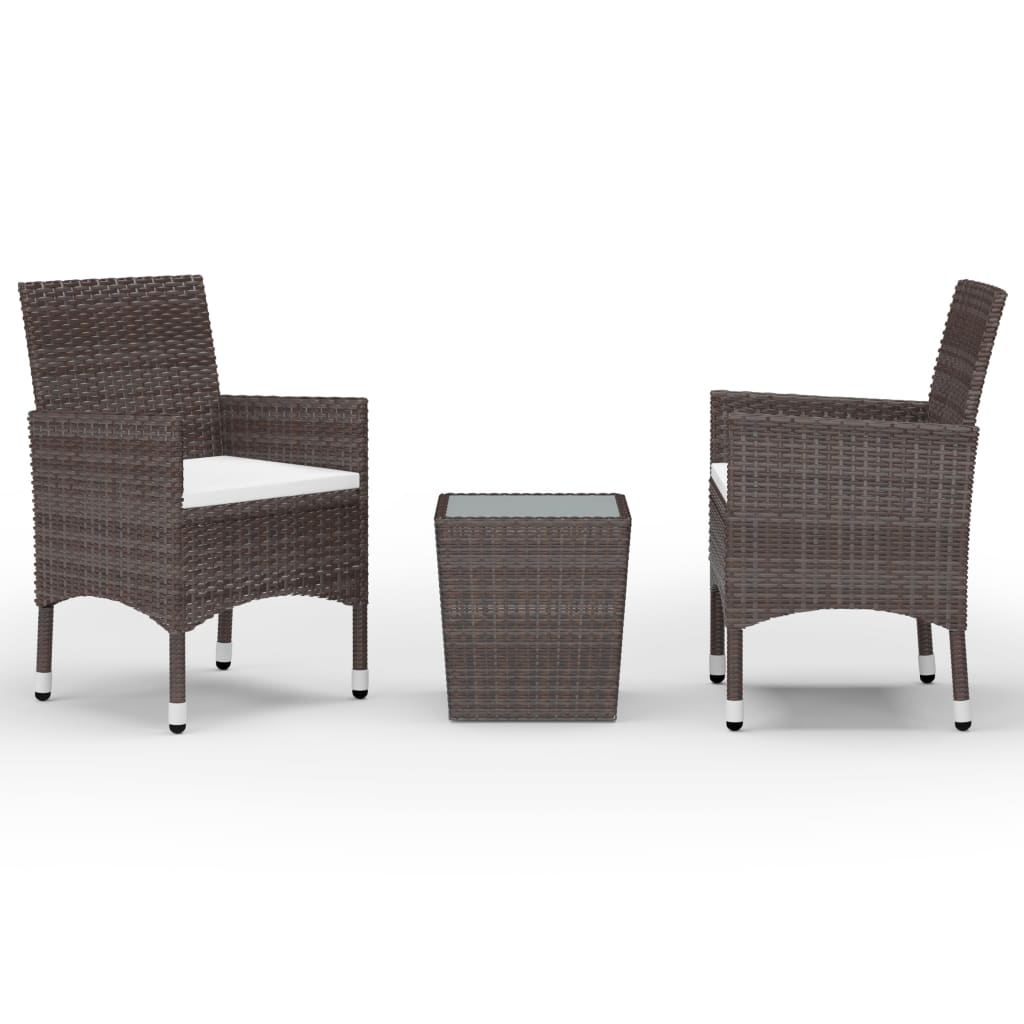 Set mobilier bistro, 3 piese, maro, poliratan/sticlă securizată GartenMobel Dekor