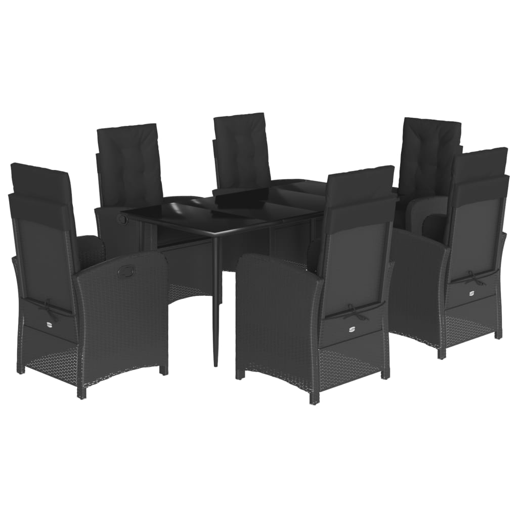 Set mobilier de grădină cu perne, 7 piese, negru, poliratan GartenMobel Dekor
