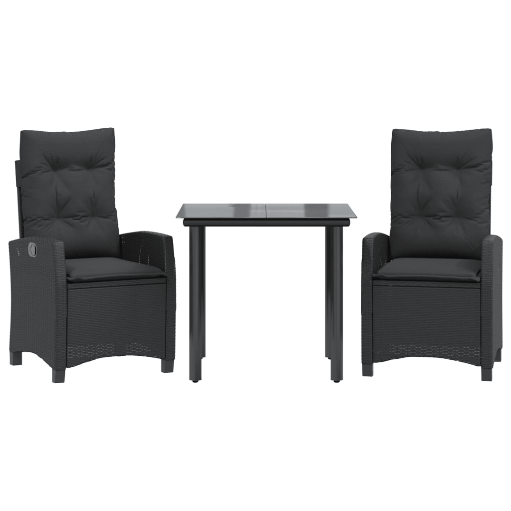 Set mobilier de grădină cu perne, 3 piese, negru, poliratan GartenMobel Dekor