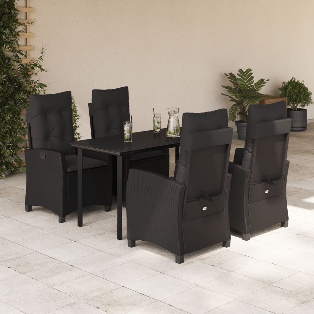 Set mobilier de grădină cu perne, 5 piese, negru, poliratan GartenMobel Dekor
