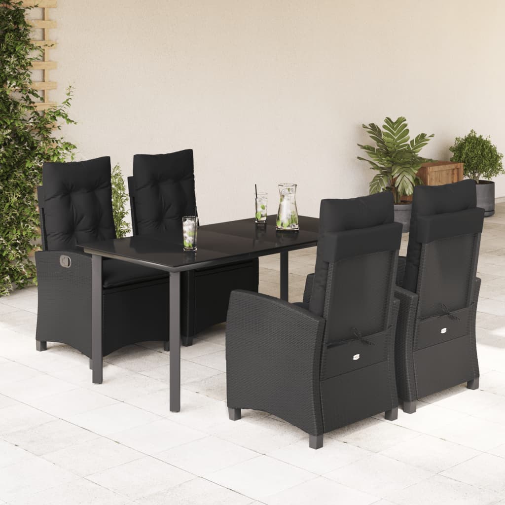 Set mobilier de grădină cu perne, 5 piese, negru, poliratan GartenMobel Dekor