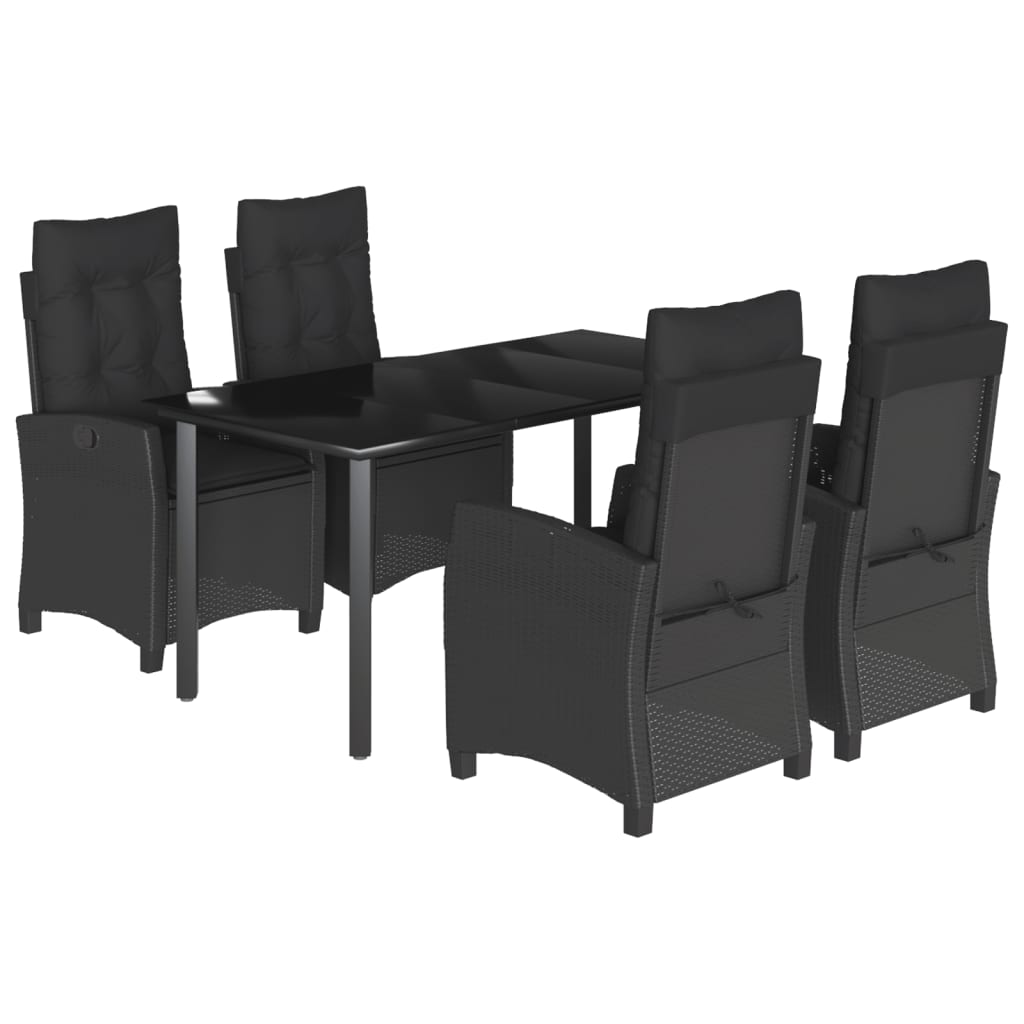 Set mobilier de grădină cu perne, 5 piese, negru, poliratan GartenMobel Dekor