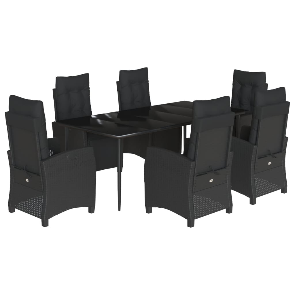 Set mobilier de grădină cu perne, 7 piese, negru, poliratan GartenMobel Dekor