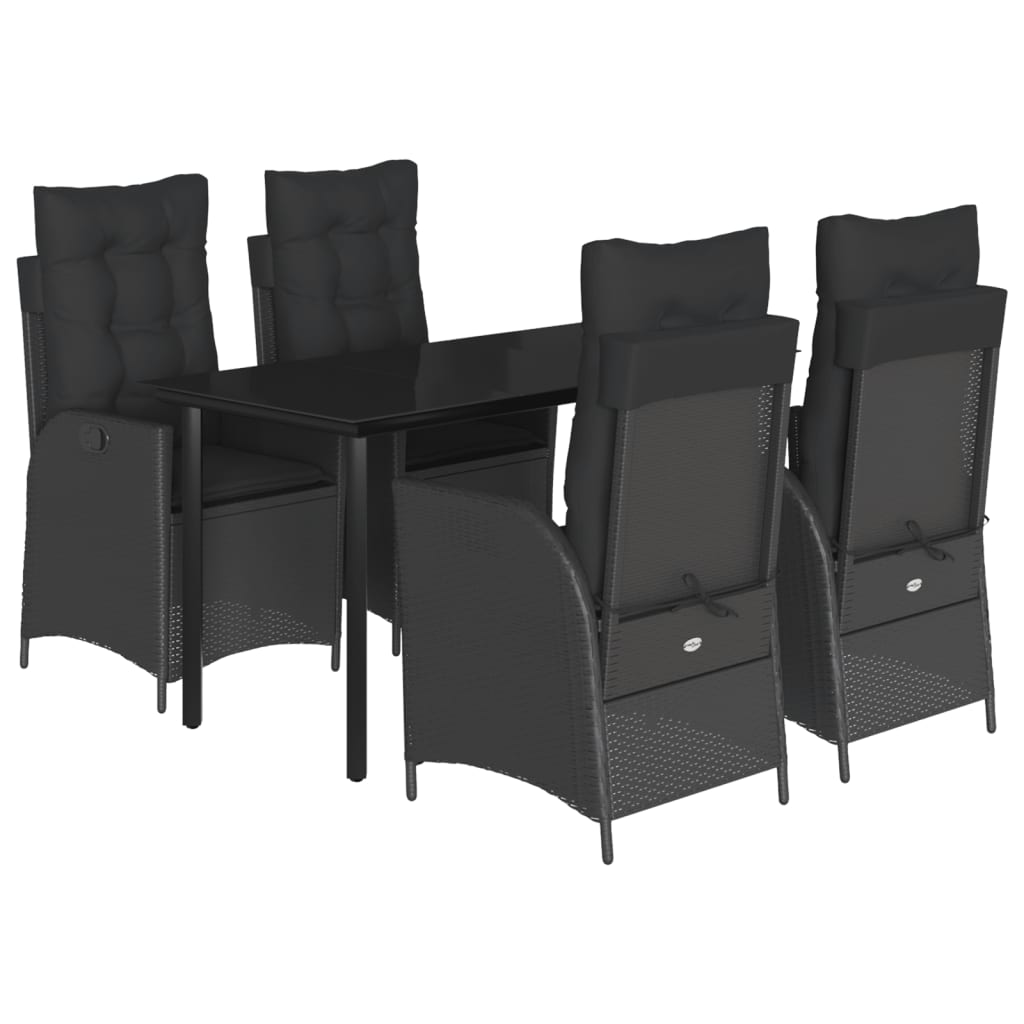 Set mobilier de grădină cu perne, 5 piese, negru, poliratan GartenMobel Dekor