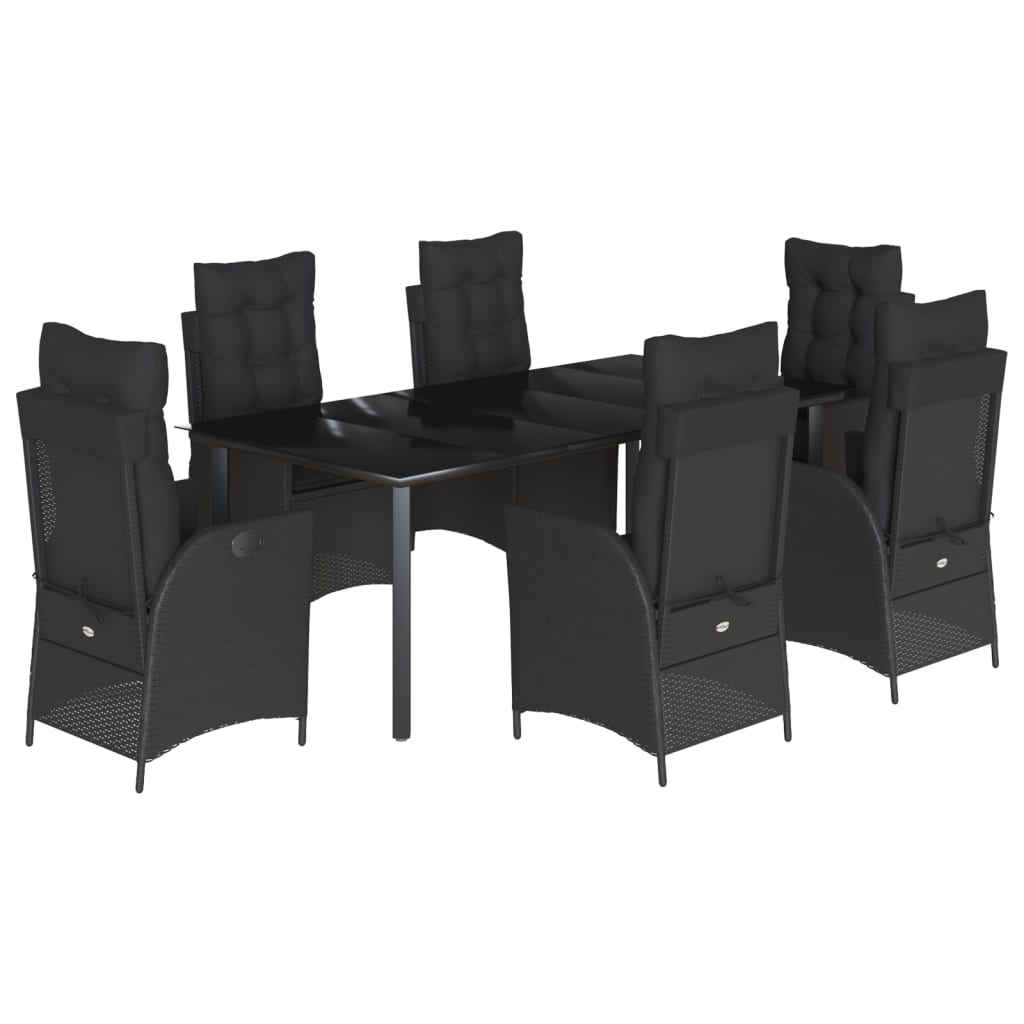 Set mobilier de grădină cu perne, 7 piese, negru, poliratan GartenMobel Dekor