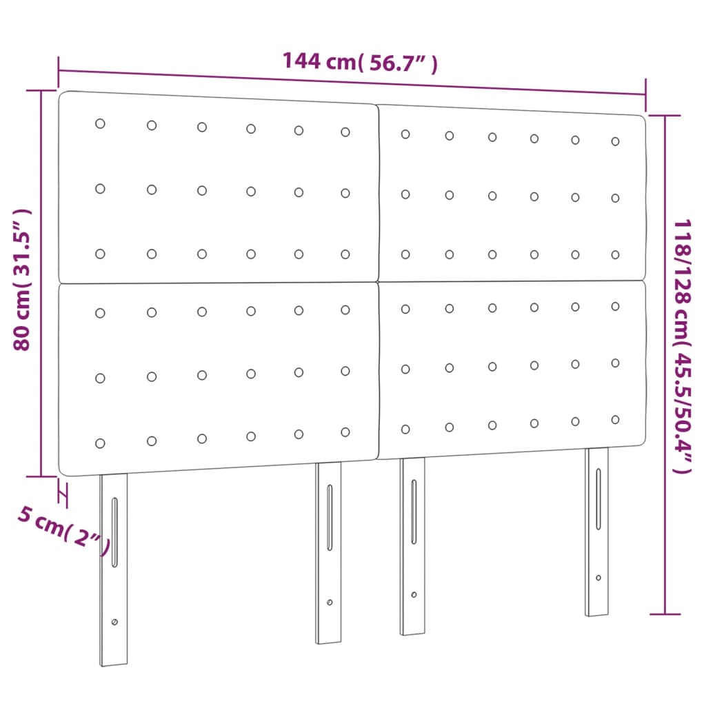Tăblii de pat, 4 buc, roz, 72x5x78/88 cm, catifea GartenMobel Dekor