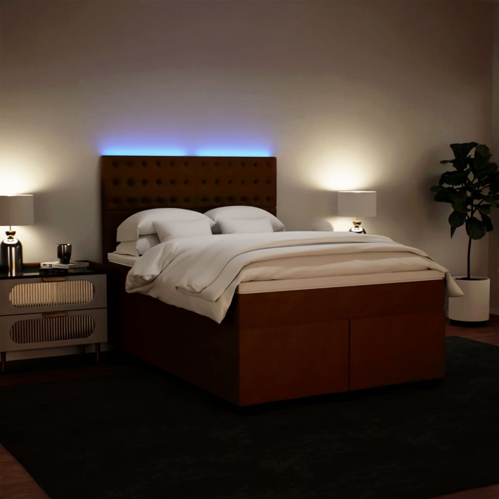 Pat box spring cu saltea, roz, 140x190 cm, catifea GartenMobel Dekor