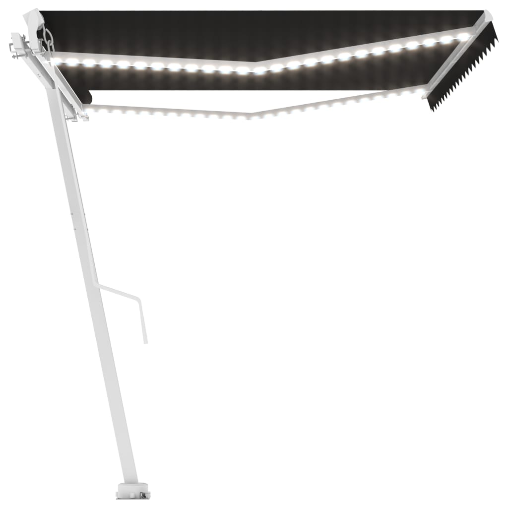 Copertină retractabilă manual cu LED, antracit, 400x350 cm GartenMobel Dekor