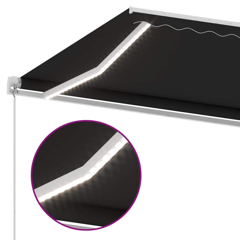 Copertină retractabilă manual cu LED, antracit, 400x350 cm GartenMobel Dekor
