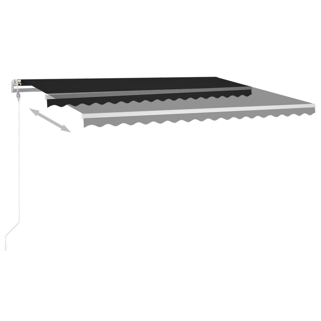 Copertină retractabilă manual, cu LED, antracit, 4x3,5 m GartenMobel Dekor