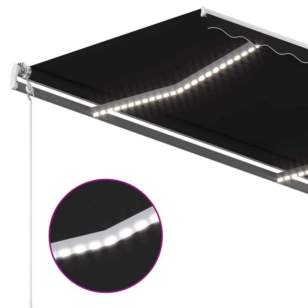Copertină retractabilă manual, cu LED, antracit, 4x3,5 m GartenMobel Dekor