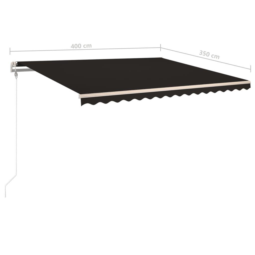 Copertină retractabilă manual, cu LED, antracit, 4x3,5 m GartenMobel Dekor