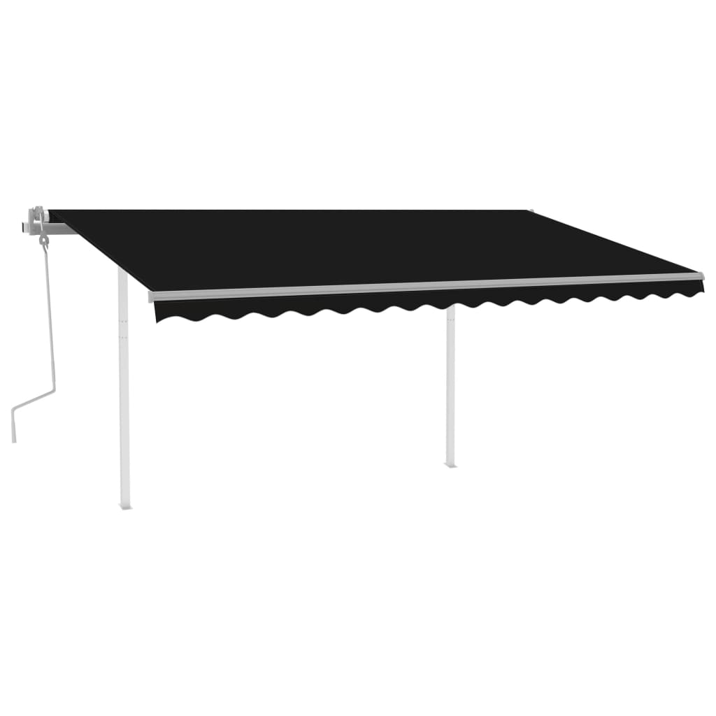 Copertină retractabilă manual, cu LED, antracit, 4x3,5 m GartenMobel Dekor