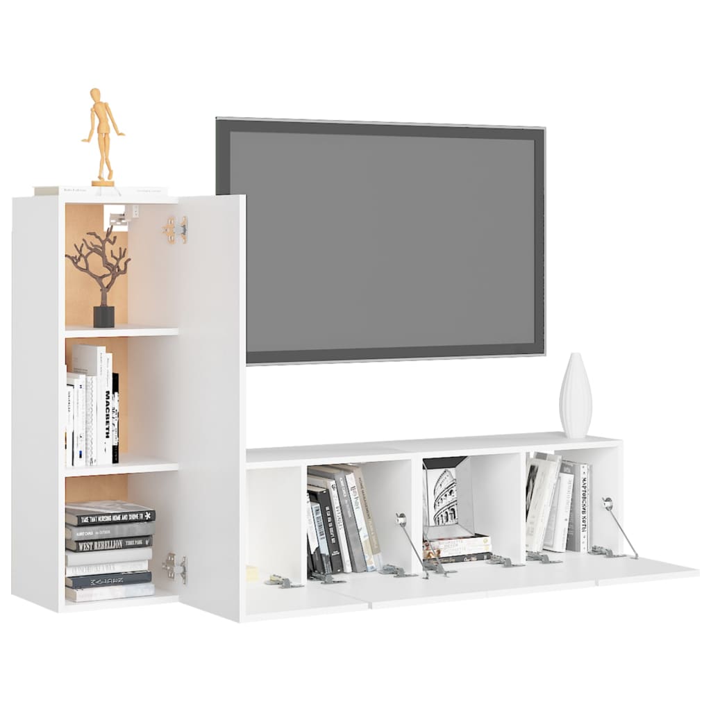 Set dulapuri TV, 3 piese, alb, lemn prelucrat GartenMobel Dekor